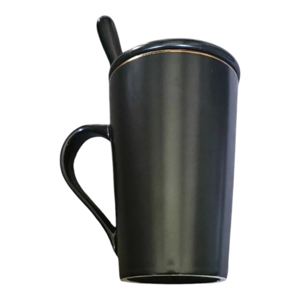 You Are Inspirational Coffee Mug Tea Cup W/  Lid & Spoon Black & Gold Beautiful - Picture 3 of 6